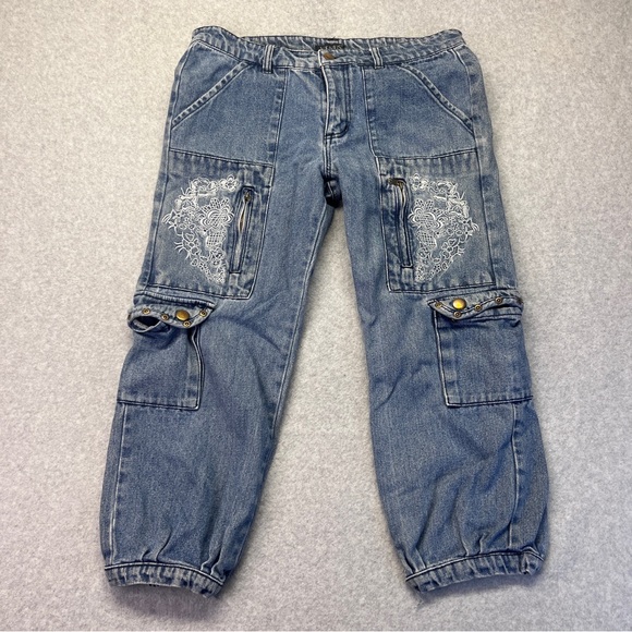 Venus Cropped Embroidered Jeans Retro Pockets Grommets size 6 - Picture 1 of 14